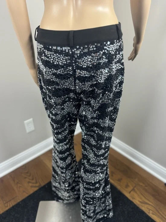 AKIRA Black Rhinestone Flare Pants Crystal Embellished Bell Bottom Pants Sm NWT - Picture 5 of 6